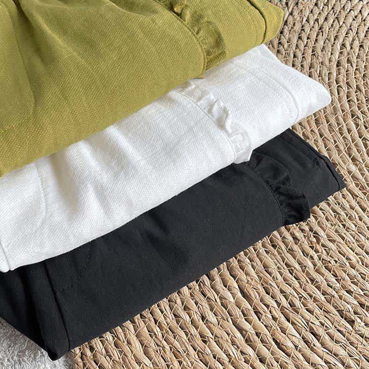 Buddha Stones Short d'été pour femme avec cordon de serrage, volants et taille élastique, poches - image 31
