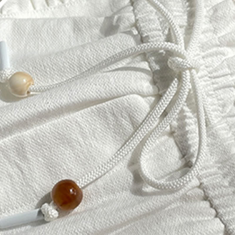 Buddha Stones Short d'été pour femme avec cordon de serrage, volants et taille élastique, poches - image 18