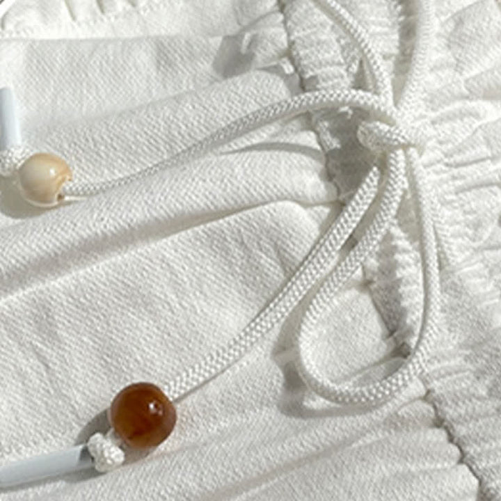 Buddha Stones Short d'été pour femme avec cordon de serrage, volants et taille élastique, poches - image 18