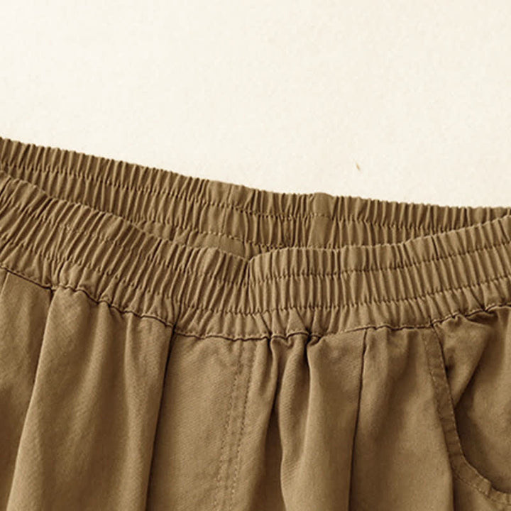 Buddha Stones Short d'été en coton à taille élastique pour femme, avec poches - image 2