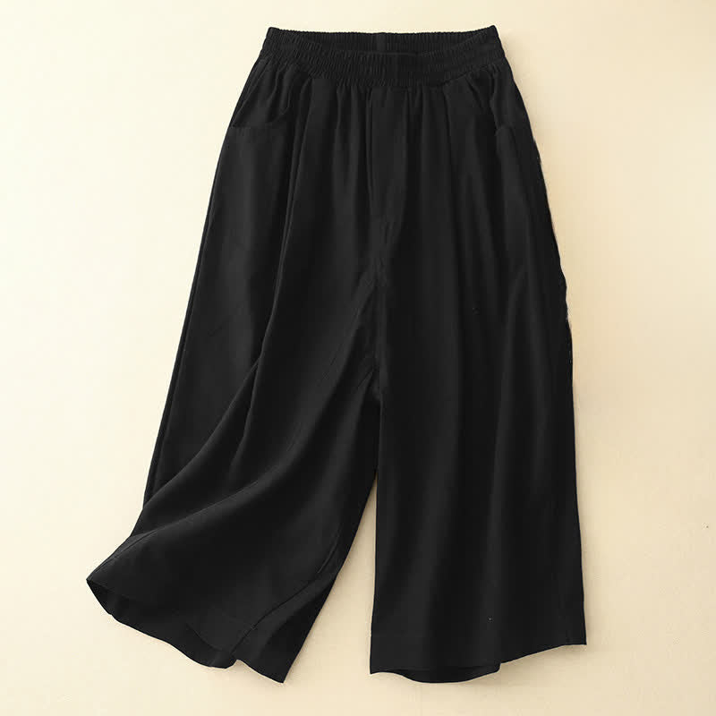 Buddha Stones Short d'été en coton à taille élastique pour femme, avec poches - Noir - US8-10，UK/AU12-14，EU40-42 (2XL) - image 9