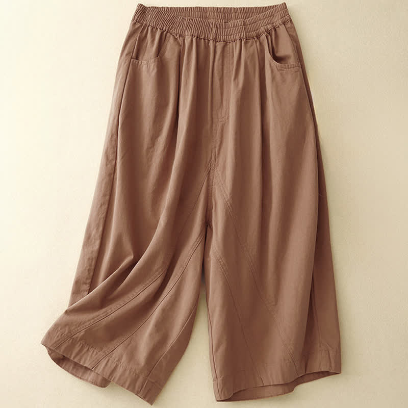 Buddha Stones Short d'été en coton à taille élastique pour femme, avec poches - Saumon foncé - US8-10，UK/AU12-14，EU40-42 (2XL) - image 14