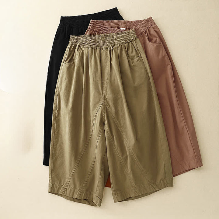 Buddha Stones Short d'été en coton à taille élastique pour femme, avec poches - image 19