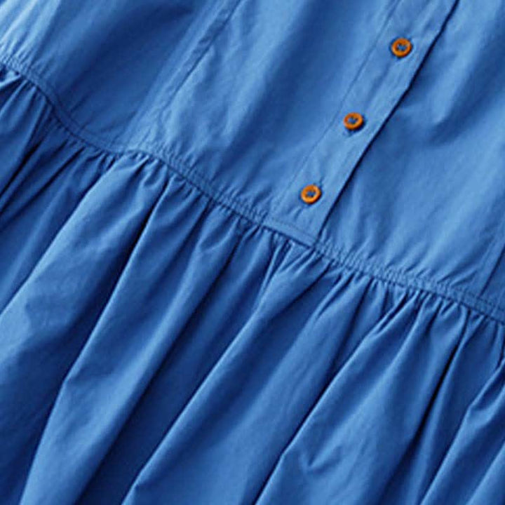 Buddha Stones Robe d'été plissée à boutons, longueur genou, sans manches, avec poches, pour femme - image 4