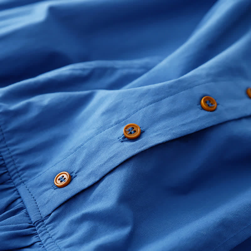 Buddha Stones Robe d'été plissée à boutons, longueur genou, sans manches, avec poches, pour femme - image 5