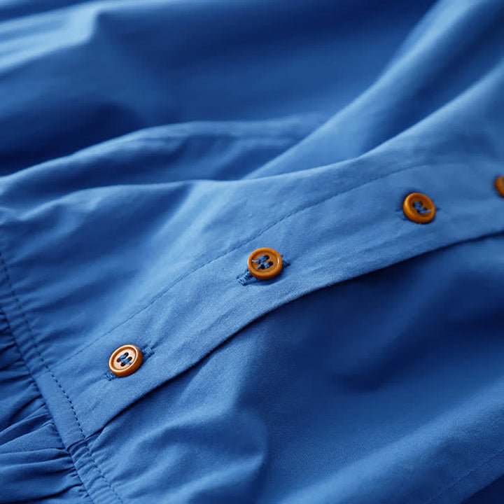 Buddha Stones Robe d'été plissée à boutons, longueur genou, sans manches, avec poches, pour femme - image 5