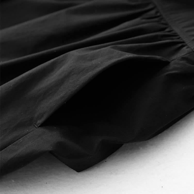 Buddha Stones Robe d'été plissée à boutons, longueur genou, sans manches, avec poches, pour femme - image 19