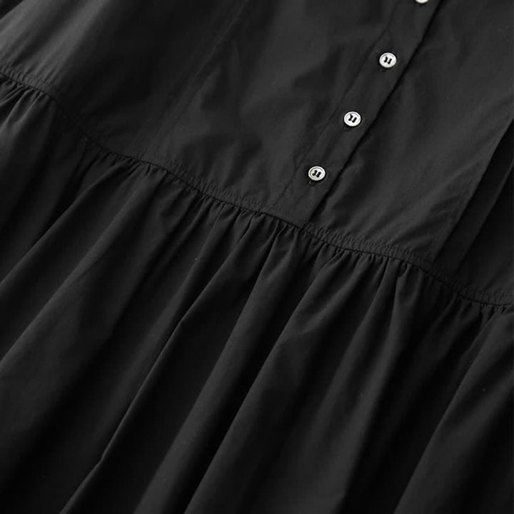 Buddha Stones Robe d'été plissée à boutons, longueur genou, sans manches, avec poches, pour femme - image 16