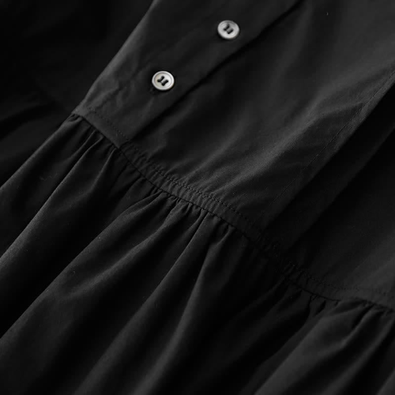 Buddha Stones Robe d'été plissée à boutons, longueur genou, sans manches, avec poches, pour femme - image 17