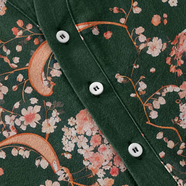 Buddha Stones Chemise Henley à manches courtes et demi-boutonnée pour homme, en coton rose à fleurs. - image 13