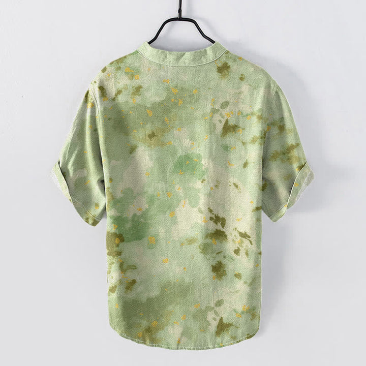 Buddha Stones Chemise homme à manches courtes et demi-boutonnée en coton à motif aquarelle - image 6