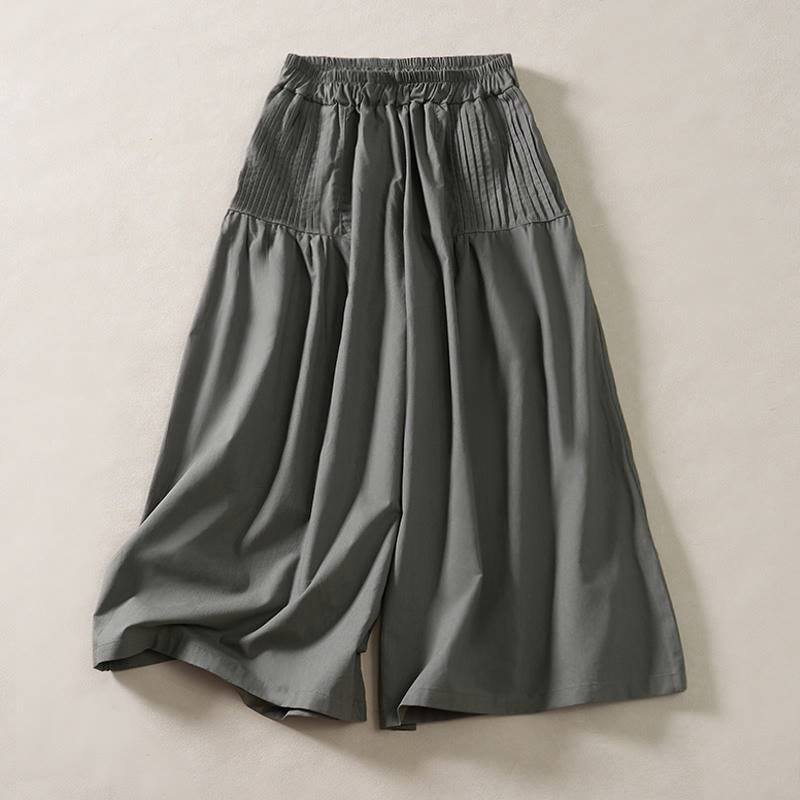 Buddha Stones Pantalon d'été à jambes larges, taille élastique, plissé et court, avec poches, pour femme - Gris sombre - US8-10，UK/AU12-14，EU40-42 (2XL) - image 7