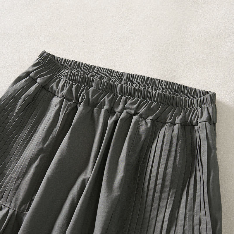 Buddha Stones Pantalon d'été à jambes larges, taille élastique, plissé et court, avec poches, pour femme - image 9