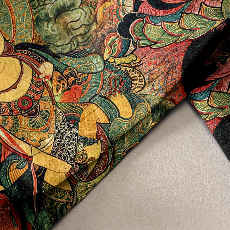 Buddha Stones Pantalon en pur coton pour femme, à taille élastique et à motifs de plusieurs Bouddhas, avec poches - image 2