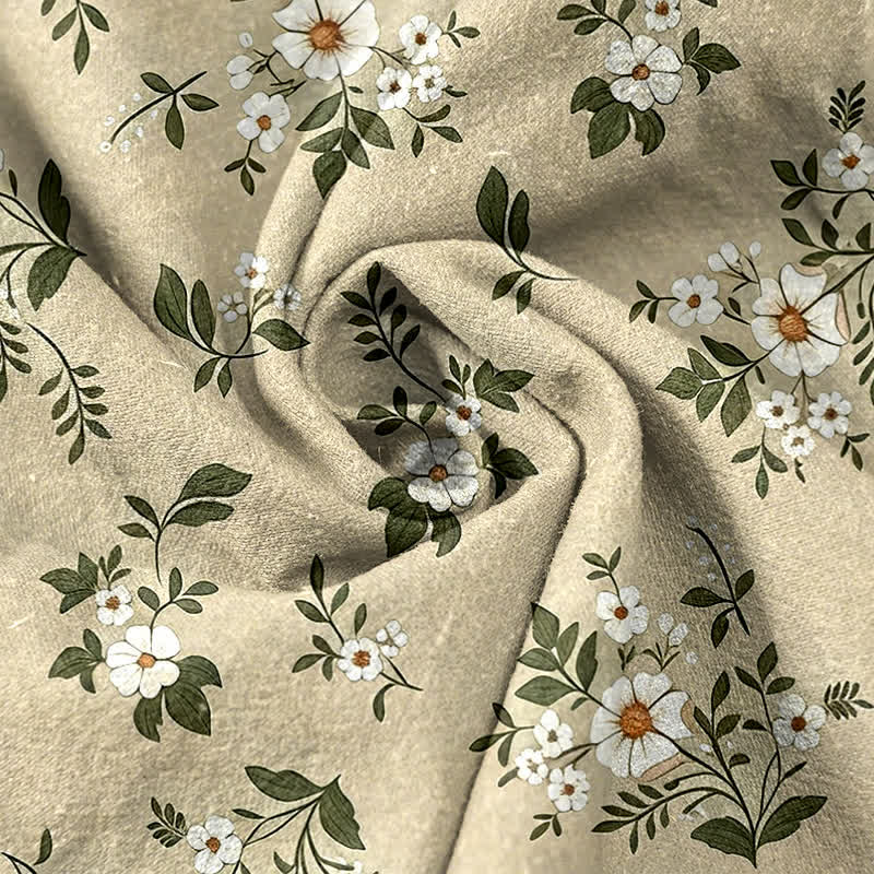 Buddha Stones Pantalon femme en pur coton à petits motifs floraux, taille élastique et poches - image 8