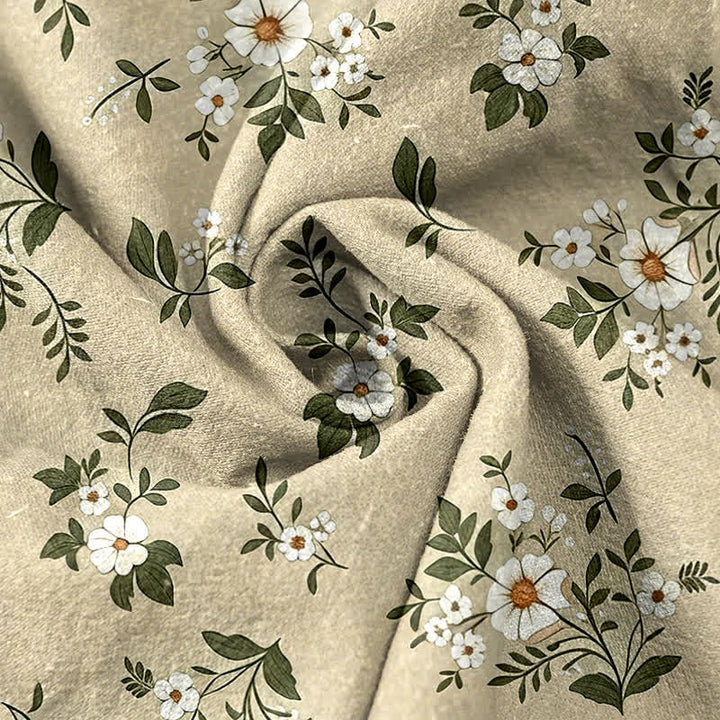 Buddha Stones Pantalon femme en pur coton à petits motifs floraux, taille élastique et poches - image 8