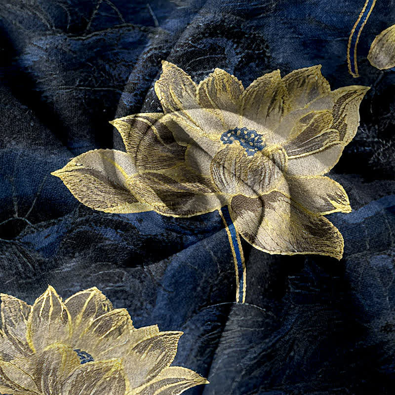 Buddha Stones Pantalon pour femme en pur coton à motif lotus, taille élastique et poches - image 3