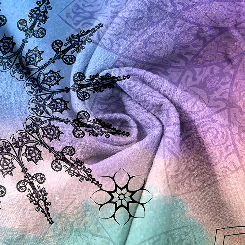 Buddha Stones Pantalon femme en coton imprimé dégradé mandala avec taille élastique et poches - image 8