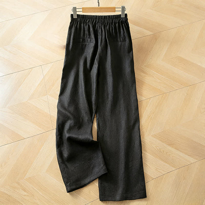 Buddha Stones Pantalon long à jambes larges et taille haute élastique pour femme, avec poches latérales, idéal pour le printemps - image 29