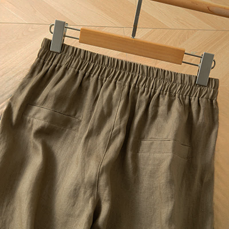 Buddha Stones Pantalon long à jambes larges et taille haute élastique pour femme, avec poches latérales, idéal pour le printemps - image 3