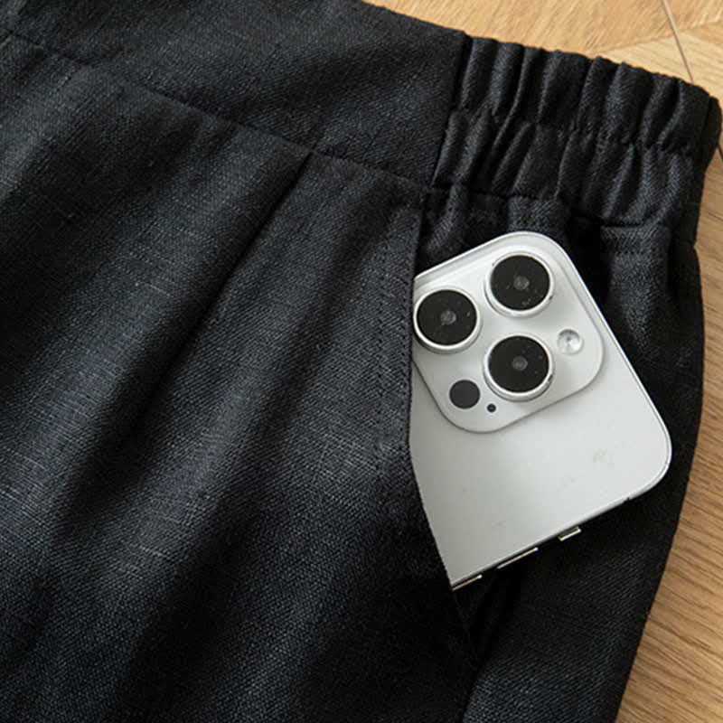 Buddha Stones Pantalon long à jambes larges et taille haute élastique pour femme, avec poches latérales, idéal pour le printemps - image 35