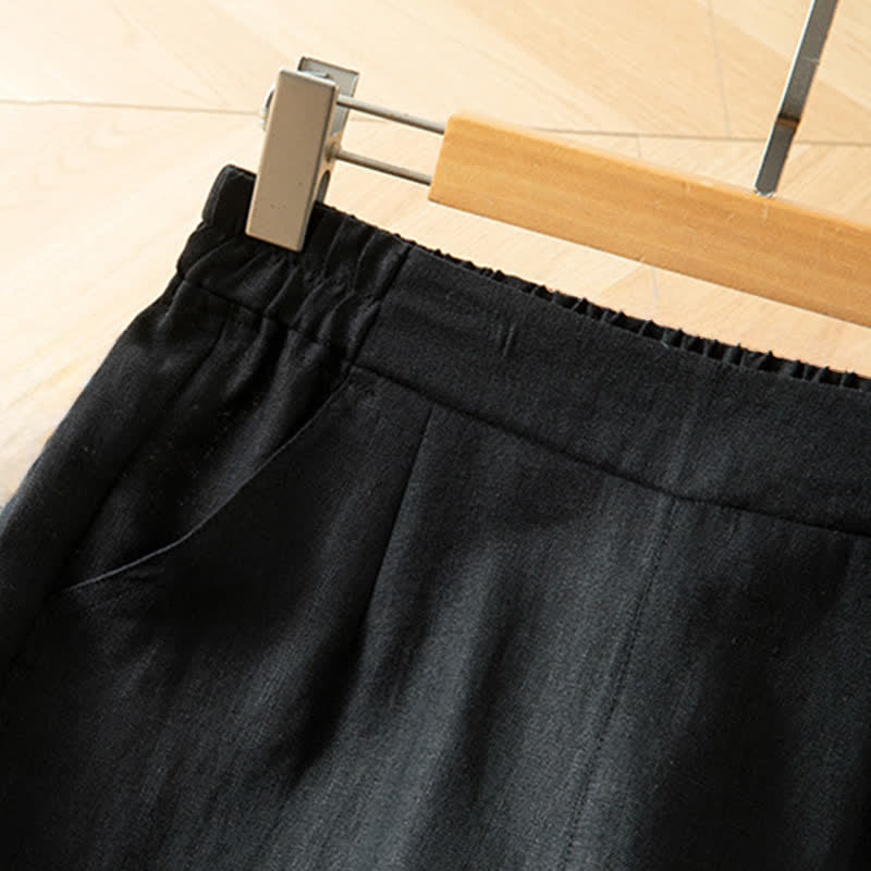 Buddha Stones Pantalon long à jambes larges et taille haute élastique pour femme, avec poches latérales, idéal pour le printemps - image 33