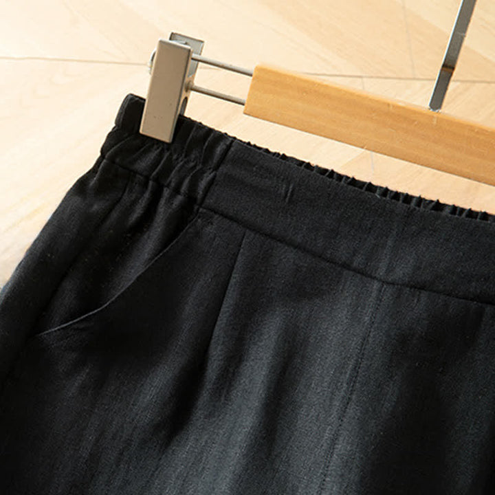 Buddha Stones Pantalon long à jambes larges et taille haute élastique pour femme, avec poches latérales, idéal pour le printemps - image 33