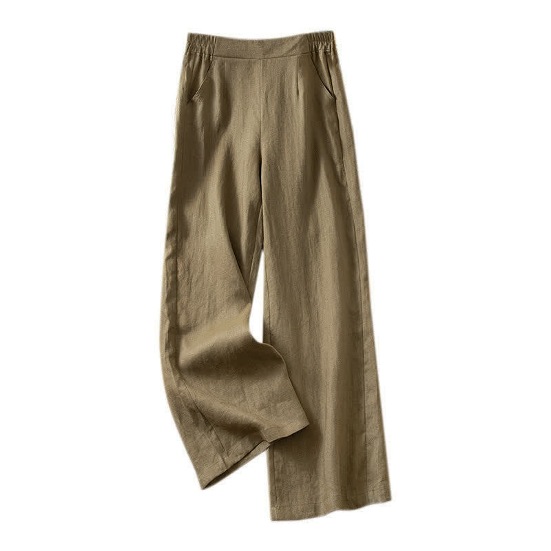 Buddha Stones Pantalon long à jambes larges et taille haute élastique pour femme, avec poches latérales, idéal pour le printemps - image 13