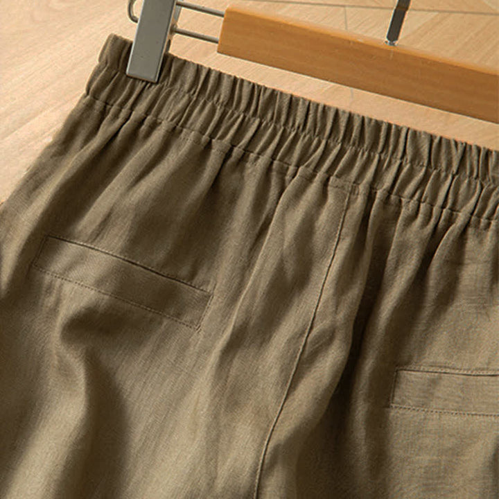 Buddha Stones Pantalon long à jambes larges et taille haute élastique pour femme, avec poches latérales, idéal pour le printemps - image 5
