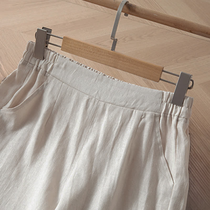 Buddha Stones Pantalon long à jambes larges et taille haute élastique pour femme, avec poches latérales, idéal pour le printemps - image 16