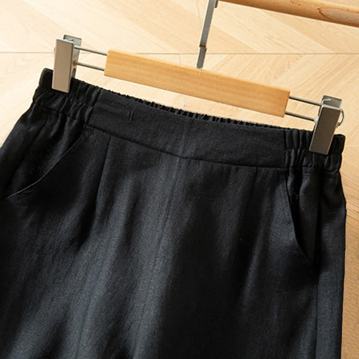 Buddha Stones Pantalon long à jambes larges et taille haute élastique pour femme, avec poches latérales, idéal pour le printemps - image 30