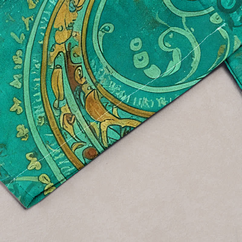 Buddha Stones Pantalon pour femme en coton à motif cachemire mandala, taille élastique et poches - image 1