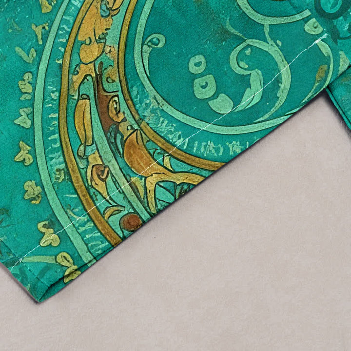 Buddha Stones Pantalon pour femme en coton à motif cachemire mandala, taille élastique et poches - image 1