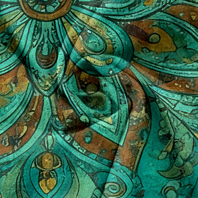 Buddha Stones Pantalon pour femme en coton à motif cachemire mandala, taille élastique et poches - image 2