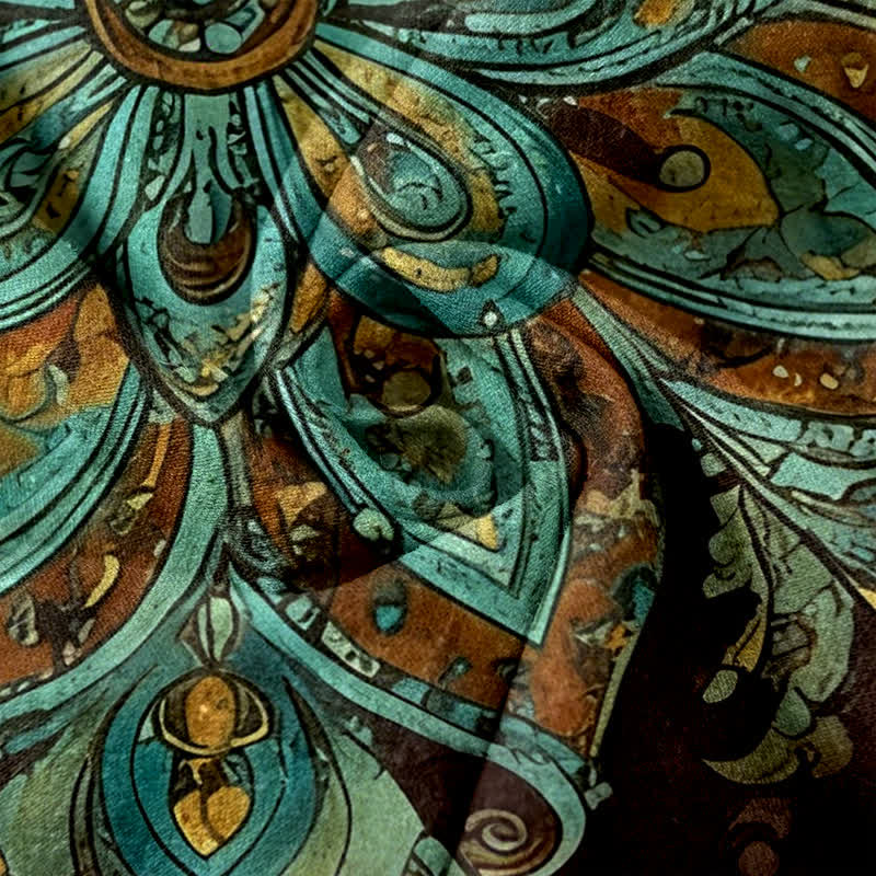 Buddha Stones Pantalon pour femme en coton à motif cachemire mandala, taille élastique et poches - image 5