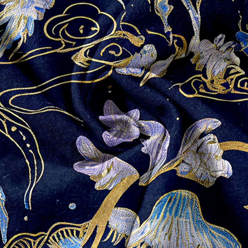 Buddha Stones Pantalon pour femme en pur coton à motif méduse, taille élastique et poches - image 2