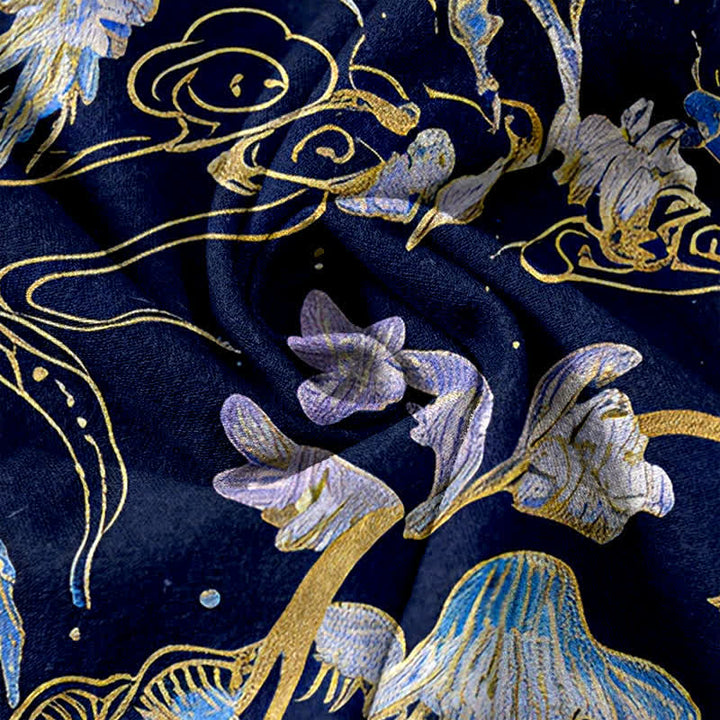 Buddha Stones Pantalon pour femme en pur coton à motif méduse, taille élastique et poches - image 2