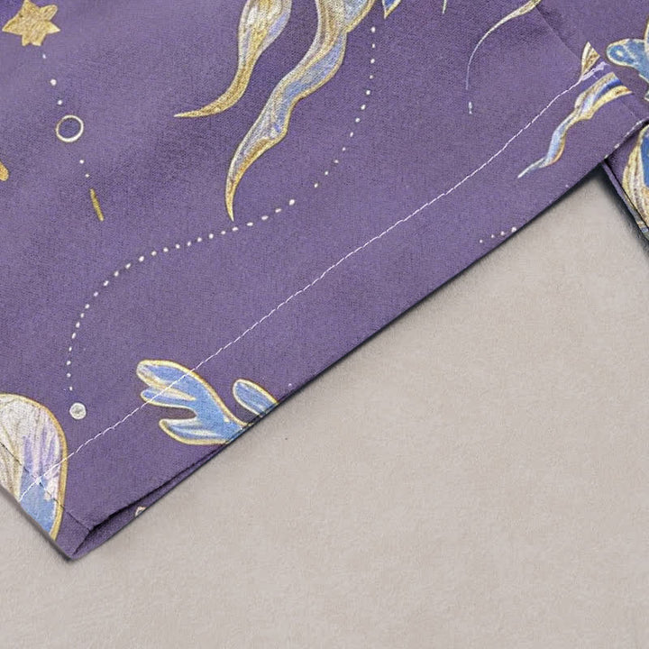 Buddha Stones Pantalon pour femme en pur coton à motif méduse, taille élastique et poches - image 4