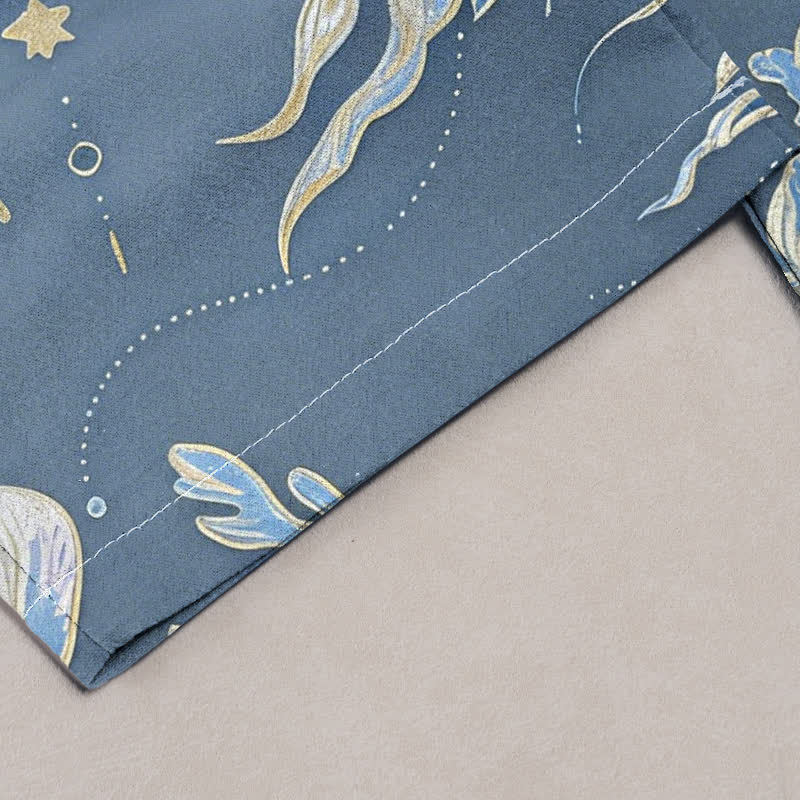 Buddha Stones Pantalon pour femme en pur coton à motif méduse, taille élastique et poches - image 7