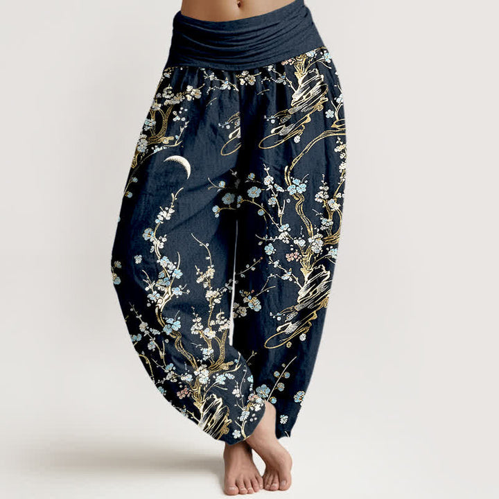 Buddha Stones Pantalon harem femme en pur coton à motif de branches de prunier et taille élastique - DarkGoldenrod - US16，UK/AU20，EU48 (3XL) - image 8