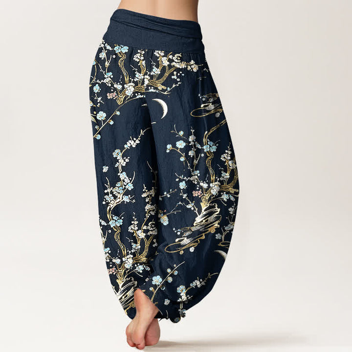 Buddha Stones Pantalon harem femme en pur coton à motif de branches de prunier et taille élastique - image 9