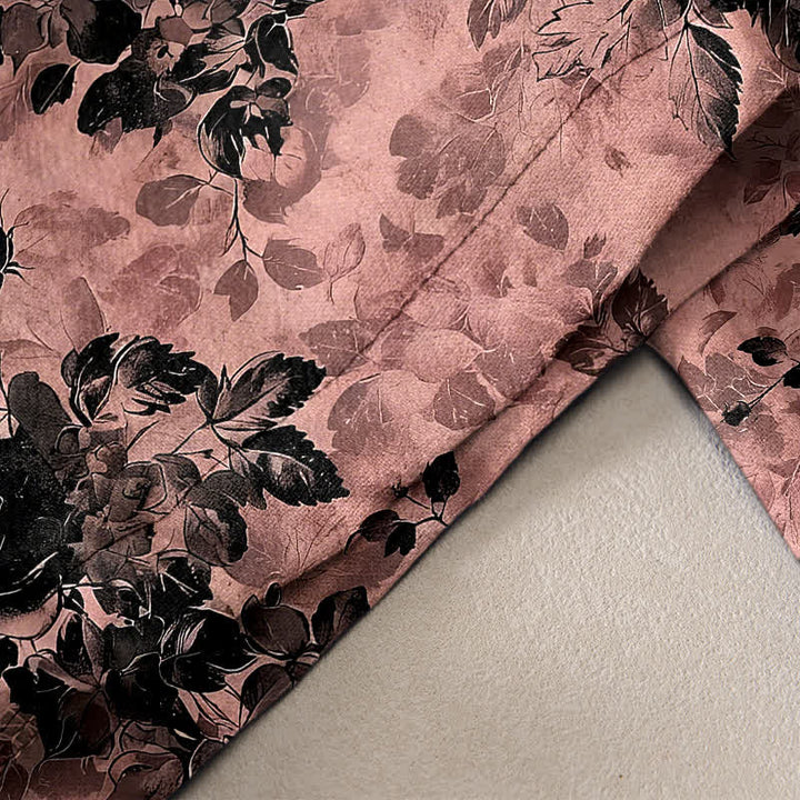 Buddha Stones Pantalon femme en pur coton à motif rose, taille élastique avec cordon de serrage et poches - image 10