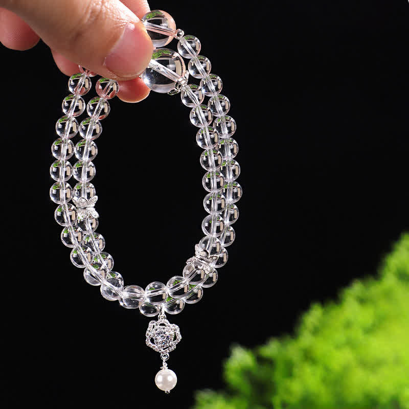 Buddha Stones Bracelet en quartz clair naturel et perles de cristal - image 9