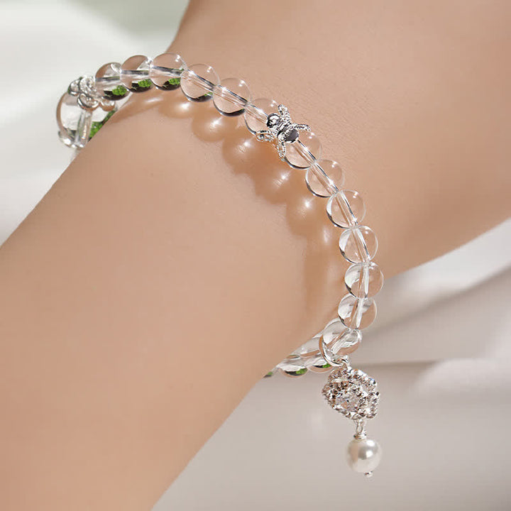 Buddha Stones Bracelet en quartz clair naturel et perles de cristal - image 4