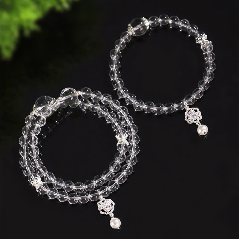Buddha Stones Bracelet en quartz clair naturel et perles de cristal - image 11