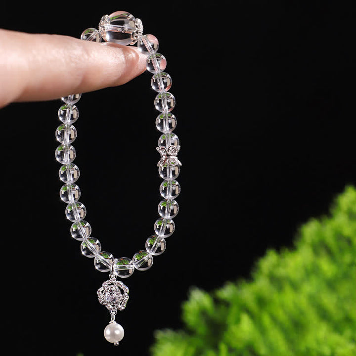 Buddha Stones Bracelet en quartz clair naturel et perles de cristal - image 2