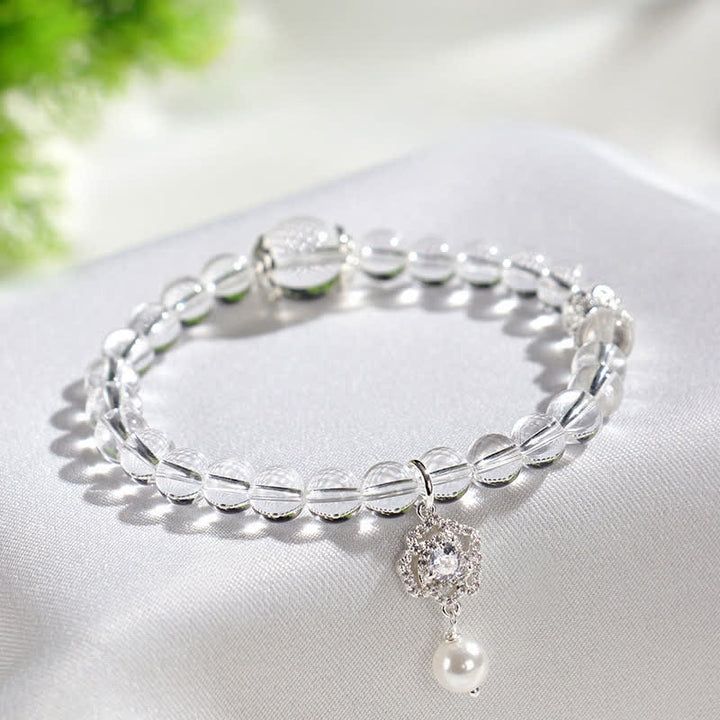 Buddha Stones Bracelet en quartz clair naturel et perles de cristal - image 3