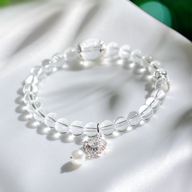 Buddha Stones Bracelet en quartz clair naturel et perles de cristal - image 1