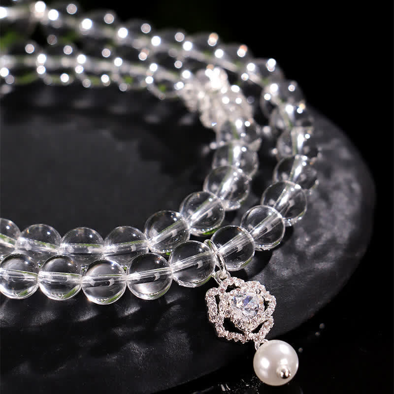 Buddha Stones Bracelet en quartz clair naturel et perles de cristal - image 10