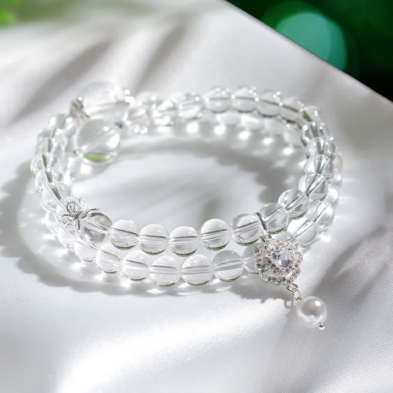 Buddha Stones Bracelet en quartz clair naturel et perles de cristal - image 8
